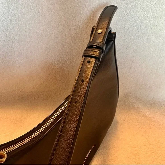 Adjustable Black Shoulder Bag with Gold Hardware - Picture 7 of 10